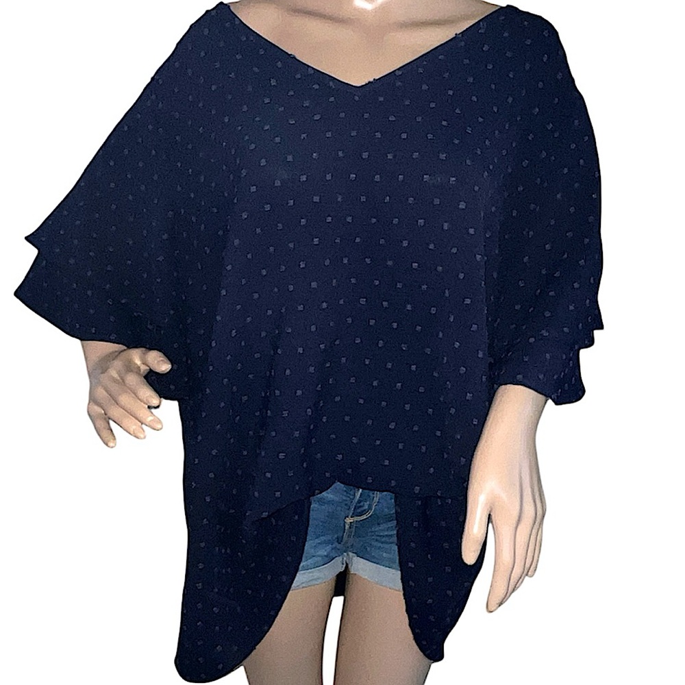 BLOOMCHIC | NWOT BLUE FLUTTER SLEEVE EMBROIDERED BLOUSE - Picture 8 of 8